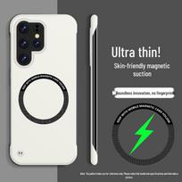 Samsung S25 Ultra berėmelis magnetinis A56 dėklas: Odos pojūčio, šilumą išsklaidantis apsauginis dangtelis S25 Edge balta