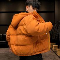 Vyriškas Harajuku spalvingas pūkinis paltas žiemos striukė vyriški gatvės drabužiai hip hop parka korėjietiški geltoni juodi drabužiai pūkinės striukės XS oranžinė