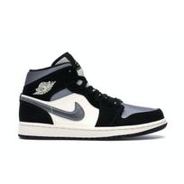 Air Jordan 1 Mid SE Satin Smoke Grey Unisex Bėgimo bateliai Juodi Sail 852542-011 40.5