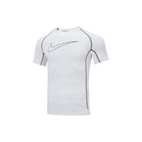 Nike Pro Logotipo Spausdinimo Treniruočių Sportinis Kvėpuojantis Trumpomis Rankovėmis Fitneso Viršus Vyriški Viršutiniai Drabužiai Baltas DD1993-100 XL