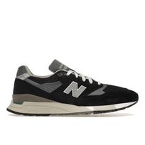 New Balance 998 Pagaminti JAV Juodi Sidabriniai Vyriški Sportbačiai U998BL 37.5