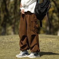 Japoniškos Cityboy Velūrinės Plačios Kelnės - Vyriškos Dydžio Plius, Storesnės, Laisvalaikio, Rudeniui/Žiemai 2XL ruda