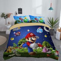 Super 3 dalių Nintendo Mario Animacinis Odyssey Vienos plokštės Antklodės užvalkalas Lovos patalynės komplektas F,Single（3pcs）