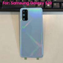 Galinio dangtelio dėklai Baterijos dangtelio korpusas Samsung Galaxy S20 S20 Plus S20+ Galinis stiklinis dėklas For S20 Plus mėlyna