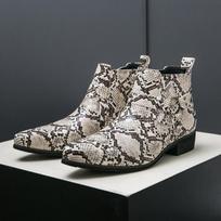 Madingi prabangūs dizainerio nauji vyriški smailūs roko punk gyvatės odos odiniai laisvalaikio ankle boots vyriški žiemos aukštakulniai batai Zapatos Hombre 38