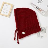 2025 Women's Knitted Balaclava Hat & Scarf Combo - Autumn/Winter Wool Ear Protection One Size rožinė