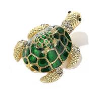 Stilinga metalinė vėžlio papuošalų dėžutė su deimanto akcentais - mielas unisex namų dekoras. 7cm x 6cm x 3cm