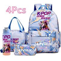 4 vnt./rinkinys K-Pop spausdintas kuprinė Rankinė Pieštukinė su 750 ml vandens buteliuku Paaugliui Berniukui Mergaitei Mokyklinė Kuprinė Studentui Didelės Talpos Kuprinė Mochila