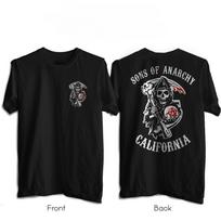 2025 Summer New Movie-Sons of Anarchy SAMCRO Double Sided Printed T-Shirt Men's and Women's Fashion Hip Hop Rock T-Shirt S
