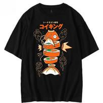 Japoniško stiliaus Pokemon Karalius Karpis Magikarp Sushi Sashimi Trumpomis rankovėmis Grynos medvilnės Marškinėliai Laisvi Vasaros Viršutiniai drabužiai Vyrams ir Moterims S