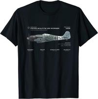 Luftwaffe karo paukštis Antrojo pasaulinio karo vokiečių Focke Wulf Fw 190 naikintuvas T-shirt trumpomis rankovėmis, laisvalaikio medvilninis, su apvalia apykakle, vyriškas T-shirt XL