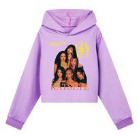 5346 Mergaitėms KATSEYE Spausdinti ilgomis rankovėmis Rudens Žiemos Laisvalaikio Hoodies 110cm violetinė