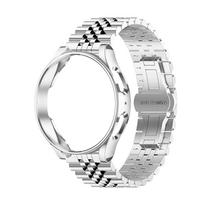 Dirželis+Dėklas Samsung Galaxy Watch 4 5 Pro 6 7 44mm 40mm 45mm Nerūdijančio Plieno Apyrankė Galaxy Watch 3 45mm 41mm 4 6 Classic watch 4 classic 42mm sidabras