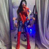 Seksualūs apatiniai cosplay Žmogaus-voro kostiumas aistros žaidimo kombinezonas atviras be kostiumo M raudona