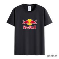 Red Bull vasariniai vyriški marškinėliai Aukštos kokybės medvilniniai trumpomis rankovėmis su spauda Moteriški marškinėliai Madingi sportiniai marškinėliai Laisvalaikio bėgiojimo viršus S juoda