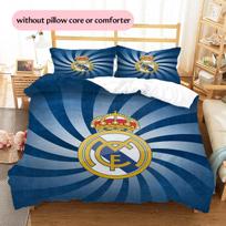 Real Madrid C.F.  Raštuotas patalynės antklodžių komplektas Namų dekoravimas Dovana (1 * užvalkalas antklodei + 2 * užvalkalai pagalvėms be užpildo) 135x200cm