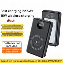 6*18650 20000mAh Power Bank dėklas 22.5W greitas įkrovimas 15W belaidis įkrovimas Mobilusis Power Bank korpusas Baterijos laikiklis Telefonui
