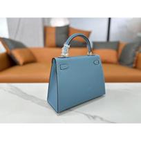 Odos karvės odos moteriška rankinė delno rašto mini rankinė 19CM/22CM/25-28 Kai-Li rankinė rankinė per petį 19CM džinsinio mėlyna spalva