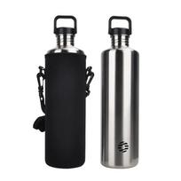 Fjbottle Nerūdijančio plieno vandens butelis 2L Lauko kelionėms Dviračių sportui Didelės talpos nepralaidus butelis su maišeliu 2L sidabras