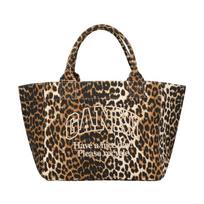 Ganni Leopard Print Medium Shopper Tote Bag B2110060 859 B2110060 859