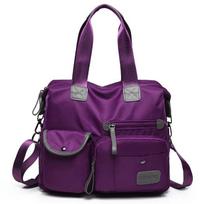 Yogodlns nailoninio audinio didelė rankinė, vandeniui atspari pečių krepšys 34cm*30cm*13cm violetinė
