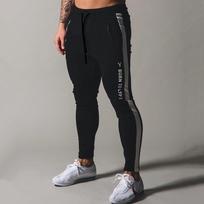Vyriški bėgimo kelnės Gym Fitness Medvilniniai sportiniai treniruokliai Bėgimas Sportas Treniruotės siauros kelnės sportinės kelnės M juoda