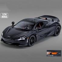 1/24 McLaren 720S žaislinio automobilio modelis, cinko lydinio atsukamas automobilis su garsu ir šviesa, atidarytos kėbulo durys, žaislinis automobilis vaikams, berniukui ir mergaitei 1:24-Size:20.5*8.7*5cm juoda