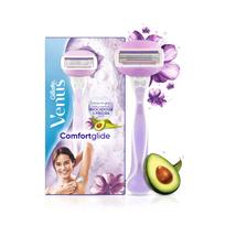 Gillette Venus Comfort glide plaukų šalinimo skustuvas moterims su avokadų aliejais ir kūno sviestu, frezijos kvapu, 1 vnt. Pack of 1