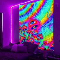 Blacklight Galaxy Gobelenas Trippy Planet UV Reaktyvus Krioklys Peizažas Siena Juokingi Gobelenai Paslaptingi Grybai Bohemia Tapiz 95x73cm