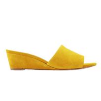 LOSLANDIFEN Moteriškos Šlepetės Elegantiškos Vasarinės 3cm Aksominės Sandalai Pleištinės Sandalai Šlepetės Aukštakulniai Laisvalaikio Suknele Moteriški Batai 38 geltona