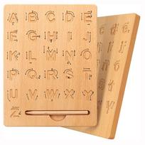 Medinė raidžių treniruočių lenta, dvipusis abėcėlės sekimo įrankis, mokantis rašyti ABC mokomasis žaislas žaidimas Fine Motor Montessori dovana 4 5 metams Small-21x16x1.2cm