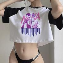 Nana Anime cyber y2k korėjiečių mados 90-ųjų crop top Moteriška hipių gotų 90-ųjų marškinėlė S