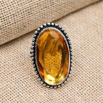 AAA+ Citrine Gemstone Solid 925 Sterling Silver Jewelry Engagement Handmade Ring For Gifts 4 geltona