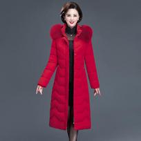Didelio dydžio Parkas Moteriškas Parkas Žiemos moteriškas kailinis apykaklė Šilta viršutinė apatinė paltas šiltas ilgas paltas XL raudona