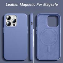 Prabangus odinis magnetinis dėklas, skirtas iPhone 15 Pro Max 14 13 Pro Max Plus Mini, skirtas Magsafe belaidžio įkrovimo telefonų dėklams Nugara Atsparus smūgiams dangtelis For iPhone 14 violetinė