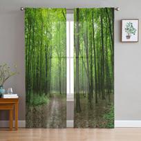 Žalias Miškas Gamta Skaidrios Užuolaidos Svetainės Langui Tiulinės Užuolaidos Miegamajam Virtuvei Namų Dekoravimas Voilo Užuolaidos W135 x H115cm x1