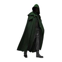 Helovino gobtuvu apsiaustas Unisex Vyrai Moteriški Cape Solid Ilgas Apsiaustas Vaidmuo Cosplay Kostiumai Viršutiniai drabužiai Retro M žalia