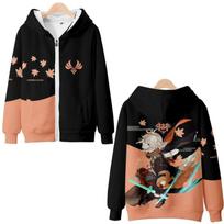 Genshin Impact Kaedehara Kazuha Cosplay Kostiumas Unisex 3D Hoodie Užtrauktuku su gobtuvu Megztinis Laisvalaikis sportinė apranga Streetwear Drabužiai S
