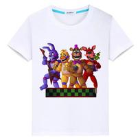 FNAF Vasaros 100% medvilnės Kawaii marškinėliai Laisvalaikio berniuko anime marškinėliai y2k vieno gabalo Bear Rabbit Game Spausdinti Trumpi viršutiniai drabužiai vaikams mergaitėms 100 balta