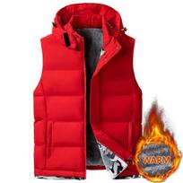 Vyriška liemenė striukė su gobtuvu Vyriška žieminė šilta striukė be rankovių Vyriška laisvalaikio liemenė Tvirta liemenė storinanti Veste Homme 6XL 8XL 10XL L raudona