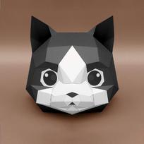 3D formos galvos kaukė Gyvūnų popierinė kortelių galvos apdangalai Helovino kosmetikos rekvizitai Vakarėlis Vaidmenų žaidimas Apsirengti pasidaryk pats Grey Cute Cat