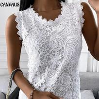 Didelio dydžio gėlėta liemenė „Camisole“ vasariniai viršutiniai drabužiai Madingi nėriniai Moteriški žakardo marškiniai be rankovių Laisvalaikio moteriški vintažiniai marškinėliai L balta