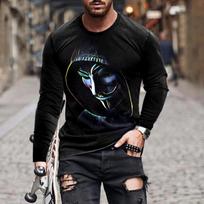Madingi Nauji vyriški marškinėliai 3D Flame Skull Print Grafiniai marškinėliai ilgomis rankovėmis apvalia kaklą Vyriški drabužiai Street Trend y2k viršūnės 3XL black