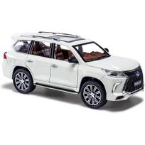 1/24 mastelio Lexus LX570 Diecast automobilio modelis – Cinko lydinio ištraukiamas žaislinis automobilis su garsu ir šviesa, kolekcionuojami žaislai, skirta suaugusiems ir berniukams, mergaitėms 1/24-Size:21*9.5*8.5cm balta