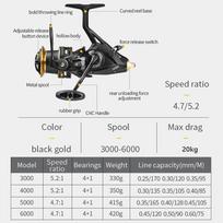 Nauja Long Cast spiningo ritė Karpių žvejybos ritė 3000-6000 Stipri Dvigubo Drag 13-20 Kg Žvejybos Ritė Karpių žvejybos ritė 3000 Series