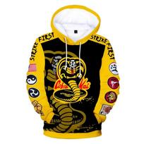 Madingi gobtuvai Cobra Kai TV serialas 3D spausdinimo megztinis vyrams moterims laisvalaikio gatvės drabužiai gobtuvas Harajuku vaikams berniukas mergaitė paltai drabužiai S