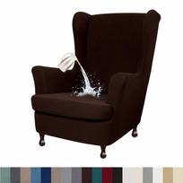 Vandeniui atsparus sparnuotas kėdės užvalkalas, 2 dalių tamprus spandex audinio, sparnuotas kėdės užvalkalas Wingback fotelio užvalkalas su elastingu dugnu gyvenamajam miegamajam W33xD36xH45inch tamsiai ruda spalva