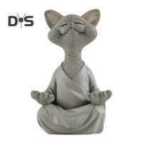 Medituojančios katės figūrėlės iš dervos „Zen“ katės skulptūra Sėdėkite medituojant katės papuošalai jogai Svetainės miegamojo biuro dovana kačių mylėtojui pilka