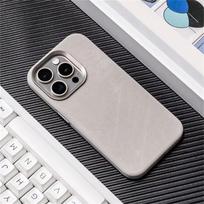Prabangus pluošto oda, skirta MagSafe magnetiniam belaidžio įkrovimo dėklui, skirta iPhone 16 15 14 13 12 Pro Max Plus minkštas smūgiams atsparus galinis dangtelis iPhone 12 pilka