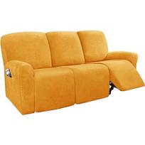 1 2 3 vietų veliūrinio recliner sofos užvalkalas Elastingas padalintas dizainas Atsipalaidavimo sofos užvalkalas Vienspalviai svetainės fotelio užvalkalai Su šonine kišenė 1 seater